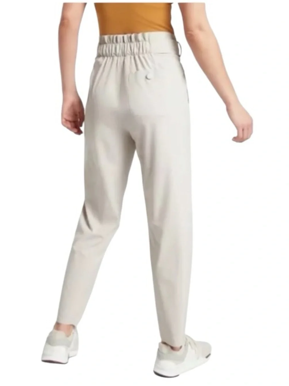 Athleta Skyline Pant II Beige High-Rise Tapered Paperbag Waist Trouser Size 8